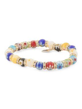 ZECCHIN Made In Italy Gold Plated Murano Glass Bead Bracelet